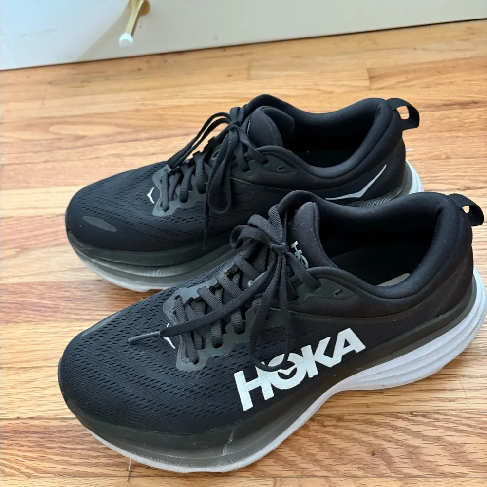 Hoka Women's Black and White Athletic Shoes - Picture 2 of 4